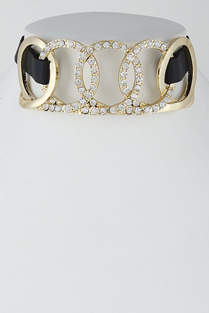 Fashion Thick Choker Necklace with Rhinestones and Circle Details 6HCC4